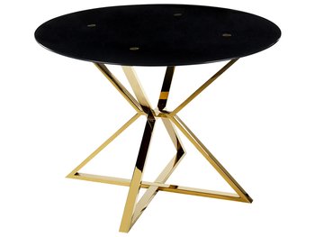 Stół do jadalni szklany okrągły ⌀ 105 cm czarny ze złotym BOSCO - Beliani