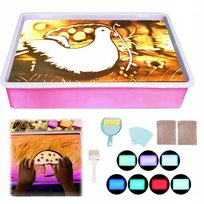 STOŁ DO RYSOWANIA PIASKIEM DLA DZIECI LED 7KOLORÓW 5JASNOŚCI RÓŻOWY PIASKIM