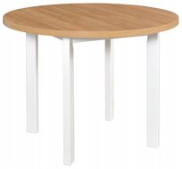 Stół drewniany do jadalni Filizes okrągły 100 cm biały/dąb grandson