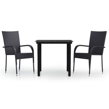 Stół i krzesła ogrodowe rattan PE, czarne, 80x80x7 - Zakito