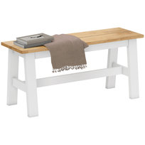 Stół jadalny HOMCOM Ława kuchenna z drewna kauczukowego Ława drewniana w stylu rustykalnym do jadalni, przedpokoju, sypialni, do 240 kg, 95 x 30 x 45 cm, dąb