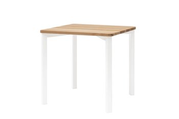 Stół Jesionowy TRIVENTI 80x80cm - Białe Zaokrąglone Nogi - Ragaba