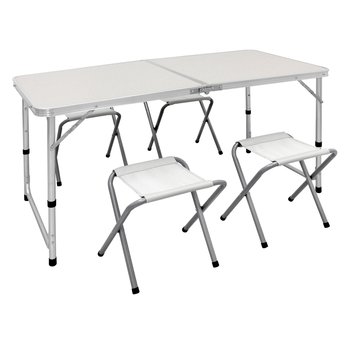 Stół kempingowy składany stół ogrodowy stół z 4 stołkami aluminium 120 cm biały/kremowy - ECD Germany