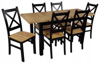 Stół mały 65x120 LOFT CRAFT 6 Krzeseł krzyż czarne