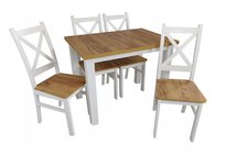 Stół mały 70x100 Dąb Craft 4 Krzesła krzyż czarne