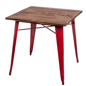Stół MIA HOME Metalove Wood, czerwony, 76x76x76 cm - MIA home