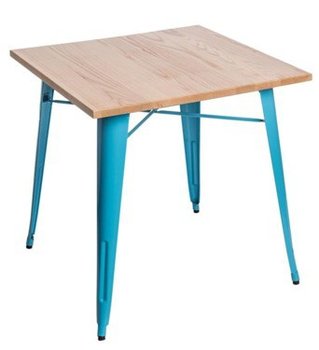 Stół MIA HOME Metalove Wood, niebieski, 76x76x76 cm - MIA home