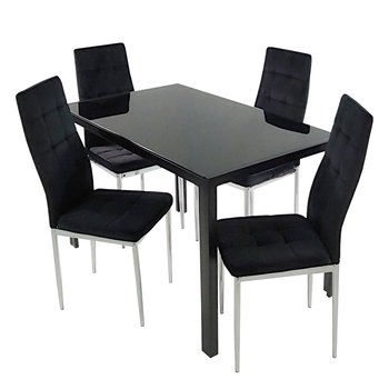Stół MONAKO czarny i 4 krzesła MONAKO VELVET czarne - BMDesign