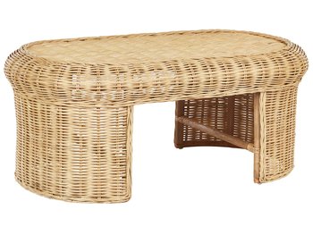 Stół ogrodowy 96 x 60 cm Rattan Naturalny LIVADEIA - Beliani