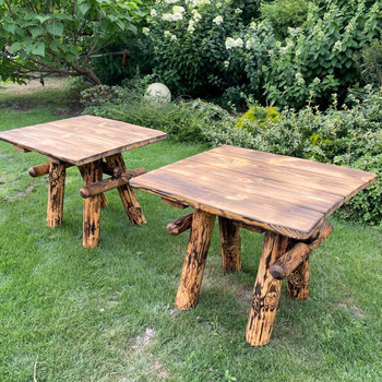 Stół ogrodowy drewniany Przypalanie + Impregnacja 90x82x75cm - GRILLPAL