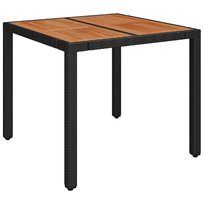 Stół ogrodowy drewno/rattan, 90x90x75 cm, czarny / AAALOE