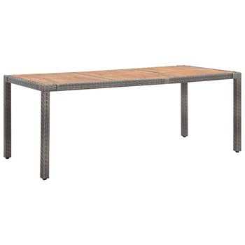 Stół ogrodowy, szary, 190x90x75 cm, rattan PE i drewno akacjowe - vidaXL