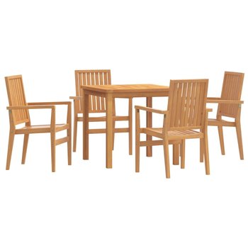 Stół ogrodowy z 4 krzesłami tekowymi 80x80 cm, beż - Zakito