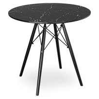  Stół Okrągły Czarny Marmur Stolik Kawowy Do Kuchni Jadalni Salonu Dsw 80 Cm