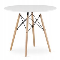 Stół Okrągły Ett Nowoczesny Do Kuchni Salonu Jadalni 90Cm - Biały