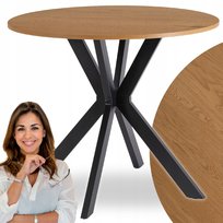 Stół Okrągły Kuchenny Do Salonu Jadalni Kuchni Dąb Złoty 90 cm LAUREN