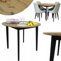 STÓŁ OKRĄGŁY SALON KUCHNIA JADALNIA EMMA PLUS FI90 DĄB RUSTYKALNY