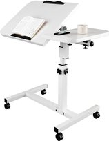 Stół pod laptop z blatem 60x40 cm, biały - Stoliczek z 4 kółkami z hamulcami, obrotowy, do łóżka, biura i salonu