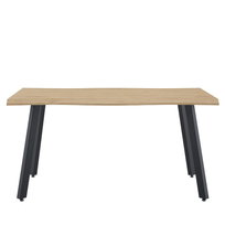 Stół prostokątny do salonu, jadalni, kuchni z falowaną krawędzią loft nowoczesny 150x90 Gustavo, jasne drewno, czarne metalowe nogi