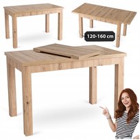 Stół Rozkładany 120-160 do Jadalni Salonu Kuchni SKUBI Dąb Artisan Loft