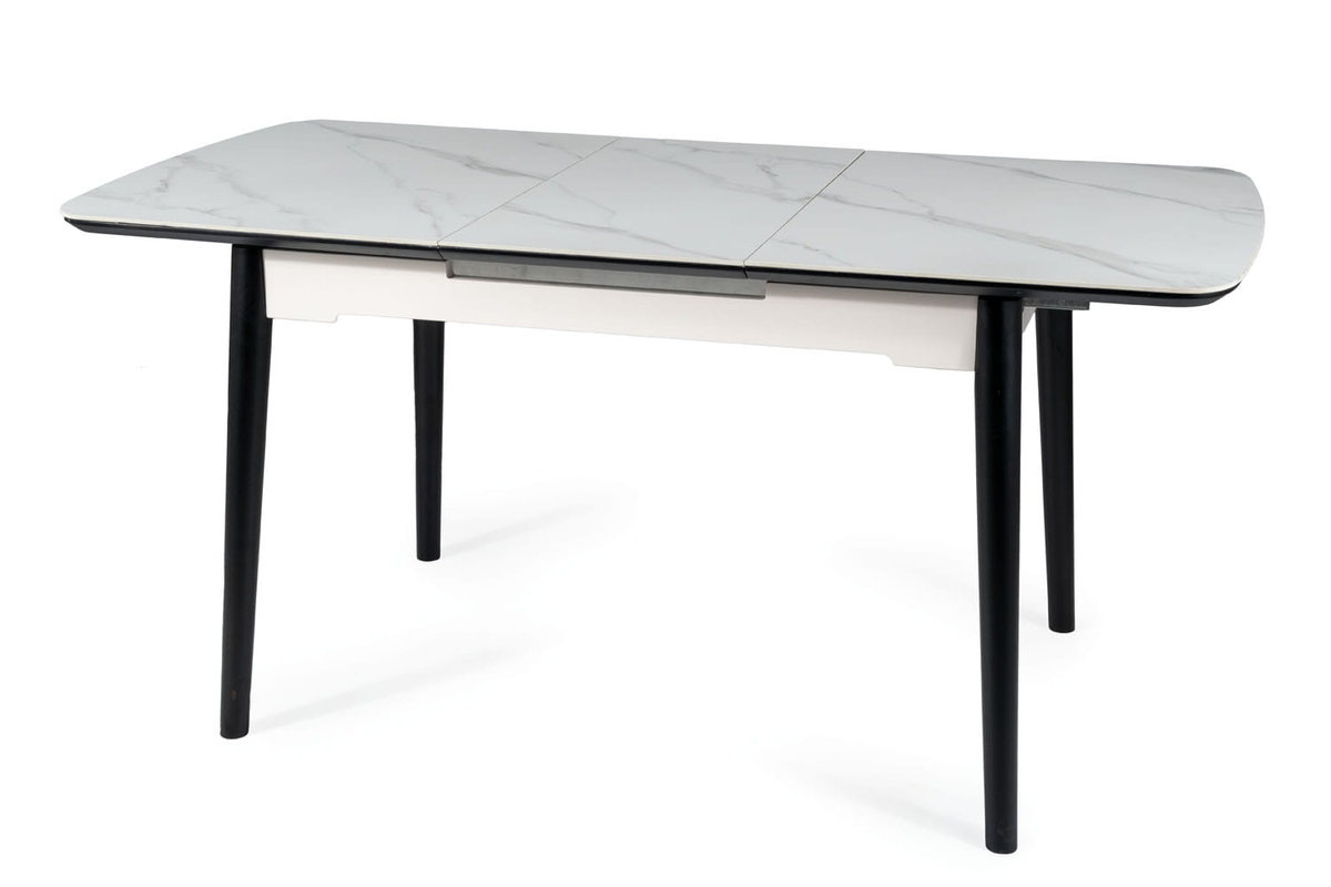 Фото - Обідній стіл Signal Stół rozkładany APOLLO marmur biały mat/czarny 120x80 (160)