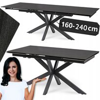 Stół Rozkładany Ceramiczny 160/240 do Jadalni Kuchni Salonu BRUNO Czarny