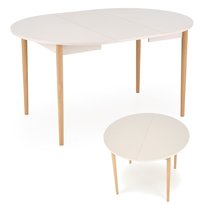 Stół rozkładany okrągły kuchenny do jadalni 102-142 cm kaszmirowy PIVOT