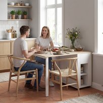 Stół składany dla 6 osób, duży rozkładany stół jadalny 168 cm z 2 szufladami i 4 półkami