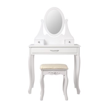 Stół toaletowy z taboretem 75x140x40 cm biały z MDF - ML-DESIGN