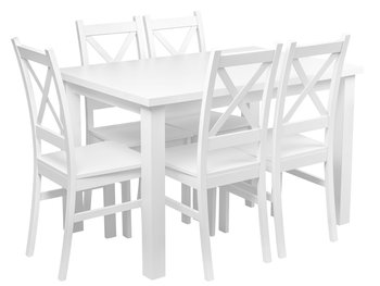 Stół Z 5 Krzesłami Biały Do Kuchni Jadalni Z067 - BONNI