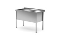 Stół z basenem – spawany, jednokomorowy, wysokość komory 400 mm, HENDI, Profi Line, 1200x600x(H)850mm