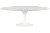 Stół z blatem KING HOME Tulip Ellipse Marble Arabescato, biały