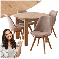 Stół Z Krzesłami Zestaw Rozkładany Okrągły Komplet Do Salon Jadalni Kuchni