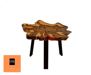 Stół Z Plastra Drewna Żywica Epoksydowa 40 cm x 78 cm x 5 Cm | Opalany Pdos_092129_Z02 / Wood & Resin - WOOD & RESIN