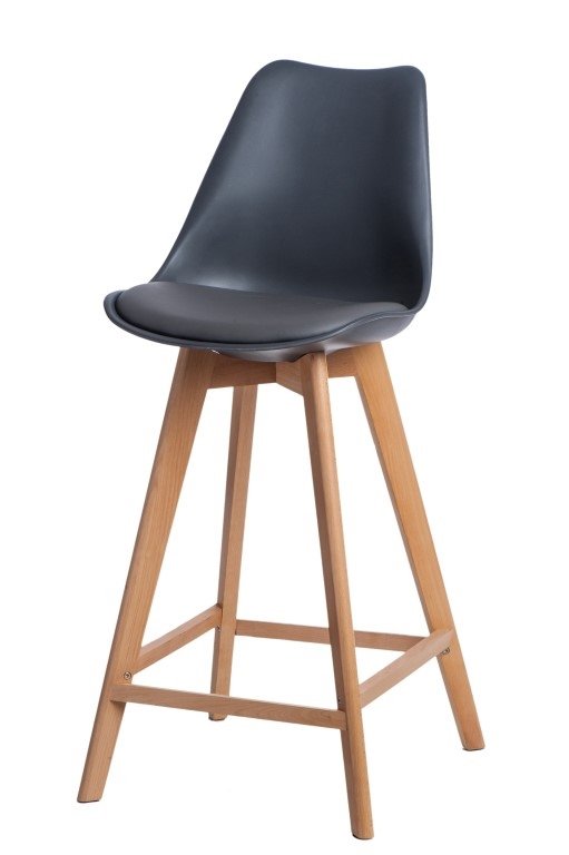 Stołek barowy INTESI Norden Wood High, szary, 48x53x114,5 cm