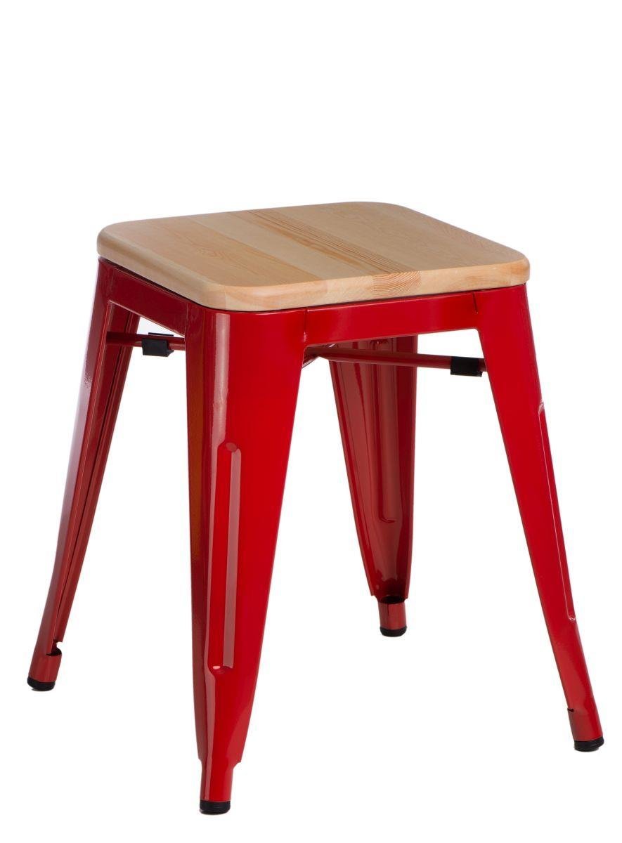 Zdjęcia - Krzesło D2 Design Stołek Niort Wood Czerwony Sosna 