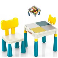 STOLIK 2w1 do z Krzesłem Dwustronny Blat Pojemniki Prezent dla Dzieci