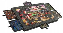 STOLIK DO UKŁADNIA PUZZLI SKŁADANA FILCOWA MATA ORGANIZER Z 6 SZUFLADAMI