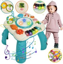 Stolik Edukacyjny Interaktywny Panel Muzyczny Bębenek Pianinko Koła Zębate