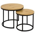 Stolik kawowy 2w1 okrągły stoliki kawowe zestaw dąb loft industrial sk102D - Kontrasto