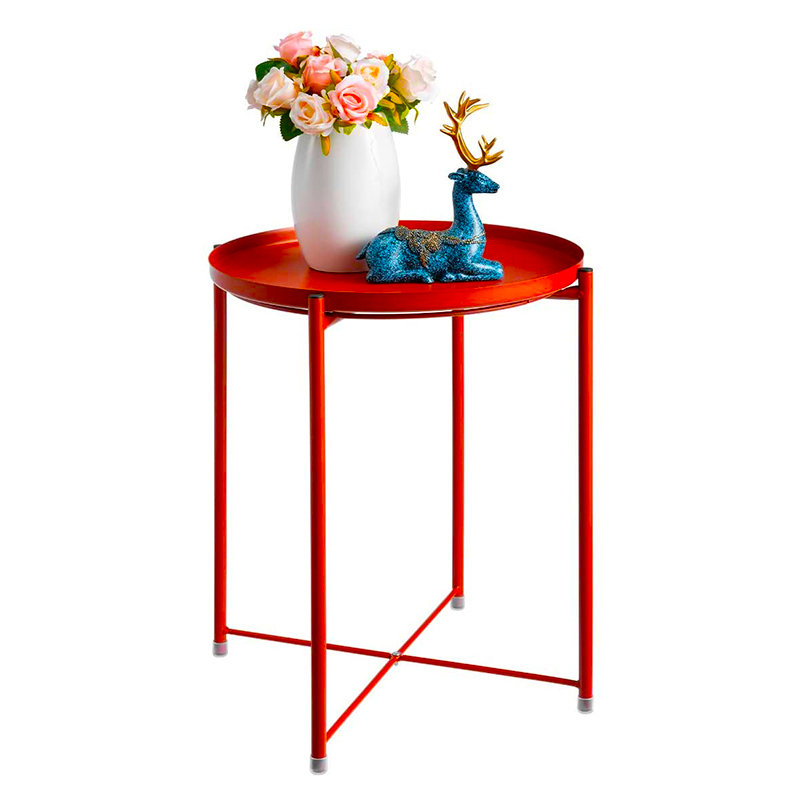 Zdjęcia - Stolik kawowy LOFT ,metalowy w skandynawskim stylu  - czerwony 