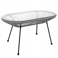 Stolik Kawowy Na Balkon Taras 90X50 Szklany Blat Stół Ogrodowy Szary