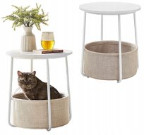 Stolik Kawowy Nocny Nowoczesny Z Koszem Biały Salon Sypialnia