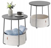 Stolik Kawowy Nocny Nowoczesny Z Koszem Szary Salon Sypialnia