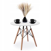  Stolik Kawowy Okrągły 60 Cm Biały Skandynawski Mały Dsw Ława Stół Mdf Salon