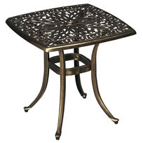Stolik kawowy Outsunny, stolik tarasowy z otworem na parasol, stolik ogrodowy z aluminiową ramą, stolik kawowy do ogrodu, na balkon, brąz, 54 x 54 x 52,5 cm