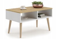 Stolik kawowy SANDI Ława do salonu styl skandynawski biały dąb artisan