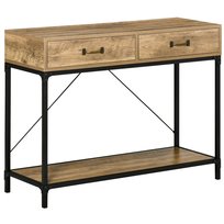 Stolik konsolowy HOMCOM do przedpokoju z półką i 2 szufladami, 100 x 35 x 76,5 cm, stolik boczny, stolik na sofę, stolik wystawowy do małego pokoju, przedpokoju, korytarza, salonu, brązowo-czarny