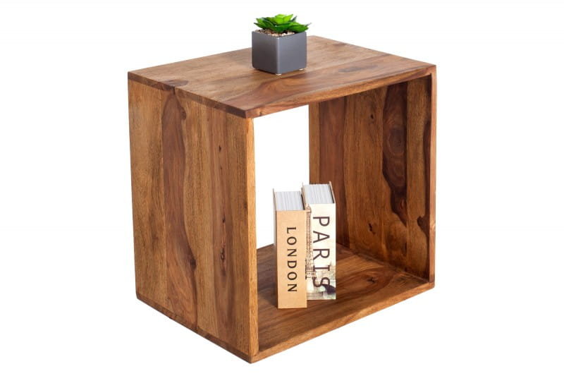 Фото - Полиця настінна Cube Stolik, mini regał, półka  drewno sheesham 45cm  (Z35862)
