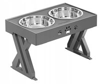 Stolik Na Karmę Dla Psa Miski Regulacja  Szary Perfectlife